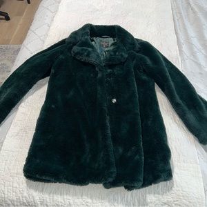 (3/$20) Emerald Green Faux Fur Coat